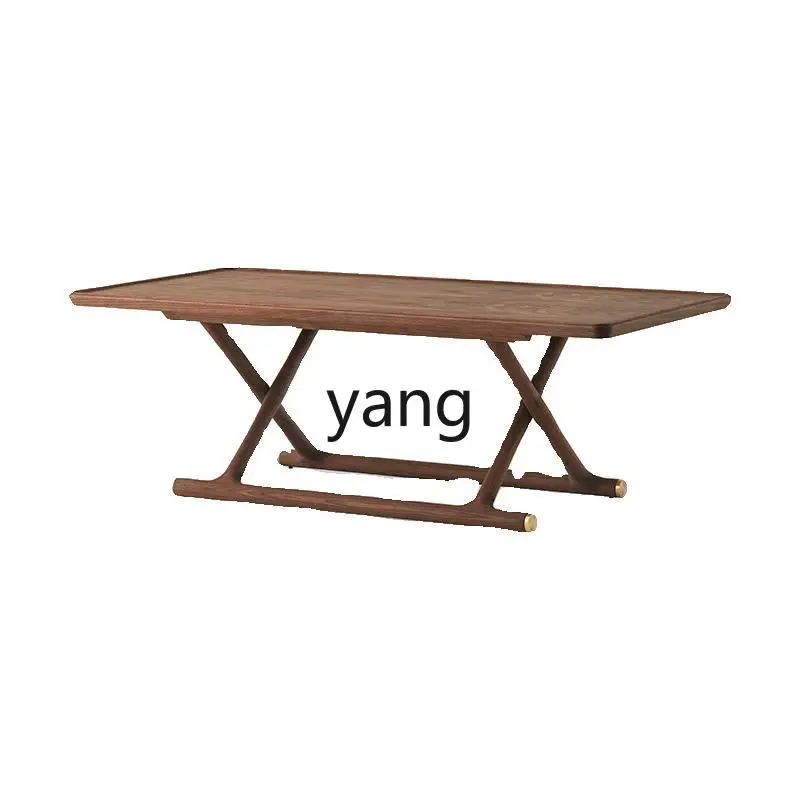

LTT black walnut coffee table living room home foldable solid wood oval coffee table simple storage small tea table