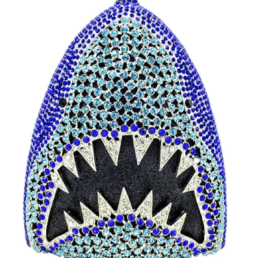 

Shark Diamond Dinner Bag Marine Animal Clutch Banquet Rhinestone Women's Handbag Premium Texture Clutch Purse Diamond Party Bag
