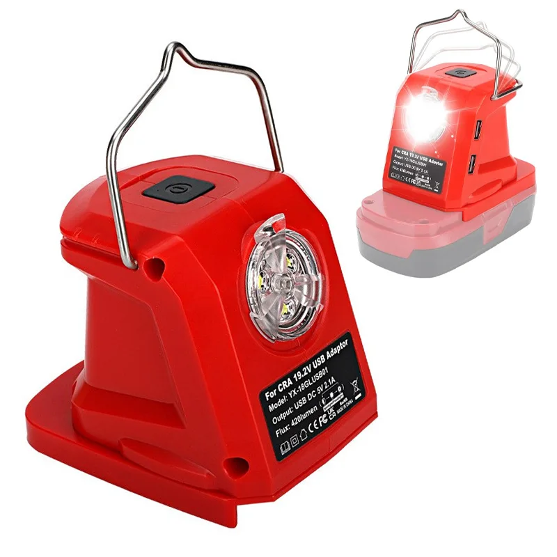 Batterie adapter für Handwerker 19,2 V Li-Ionen-Ni-CD-Akku, Dual-USB-Adapter mit 420lm LED-Arbeits scheinwerfer tragbare Hand taschenlampe