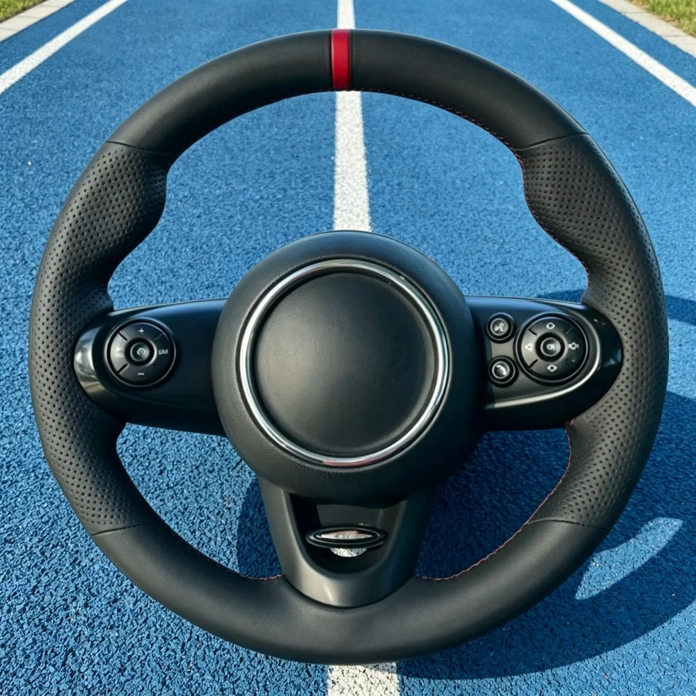 Handgenähter, strapazierfähiger Kunstleder-Lenkradbezug für MINI JCW F56 Clubman Convertible Countryman 2014-2020