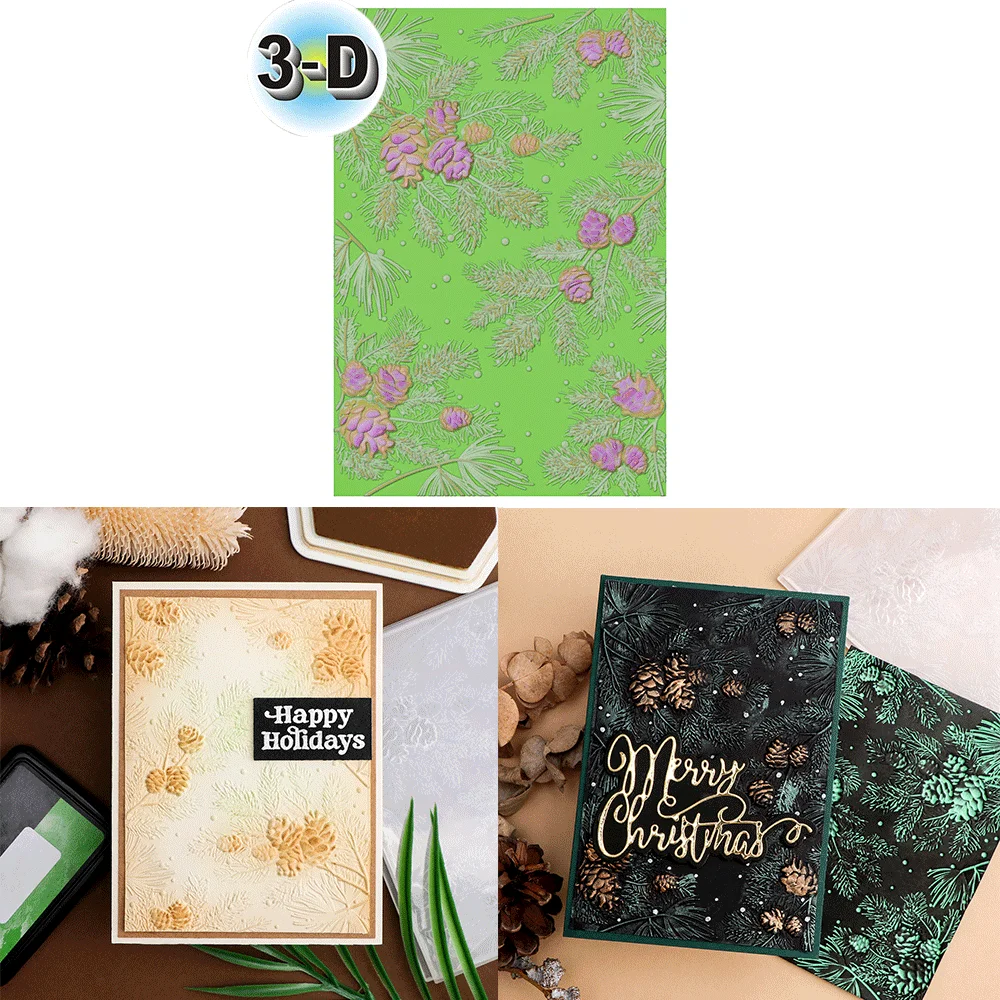 

Christmas Pinecone Pattern 3D Embossing Folder and Matching Dies for Adding Textured Detail To Paper Crafting Card Making