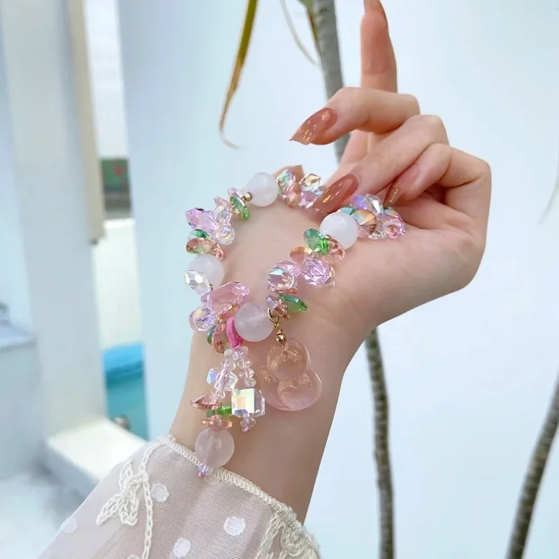 Mori Series New Naturally Pink Fox Crystal Bracelet Sweet Refreshing Charm Jewellery Fashion Fairy Handmade Exquisite Gift