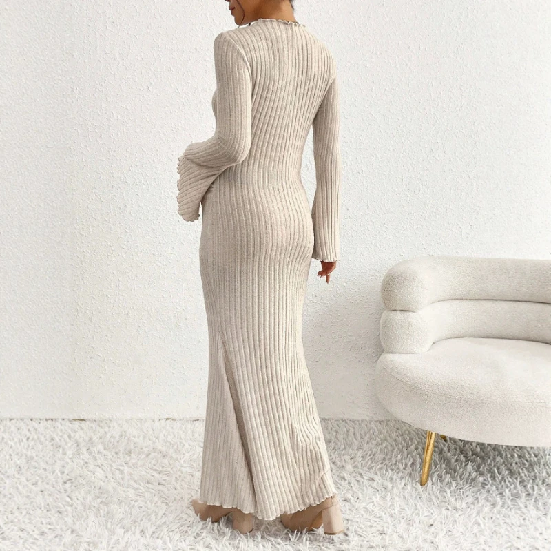 European and American Maternity Clothing Autumn and Winter Flared Sleeve Fishtail Skirt Elegant Knitted Dress