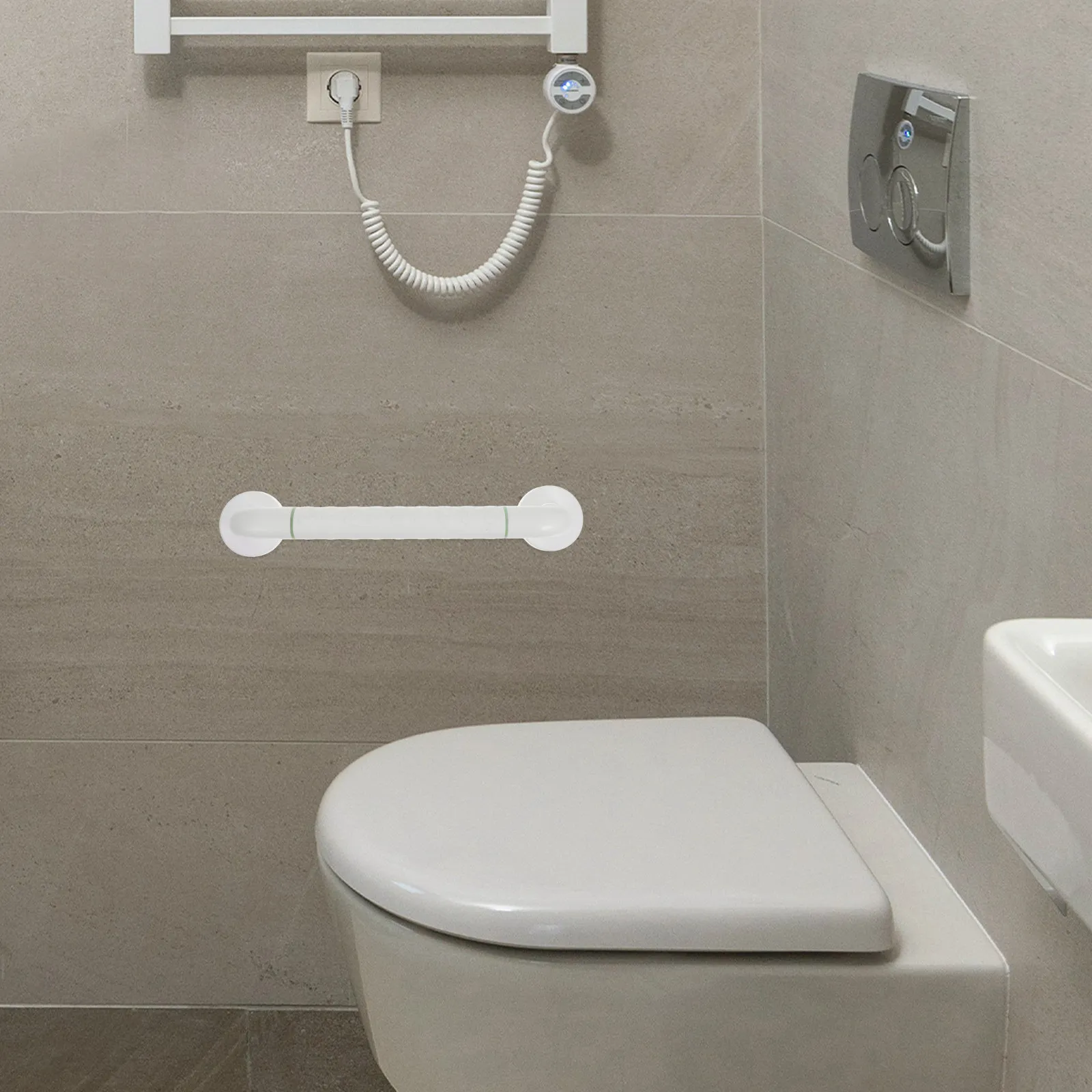 Stainless Steel Bathroom Grab Bar White Anti-Slip Safety Handle Senior Support for Shower Bathtub Grab Bars Wall Handle