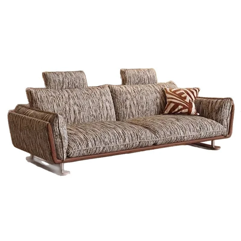 French retro, linen fabric sofa, medieval style, removable and washable, adjustable, straight row sofa