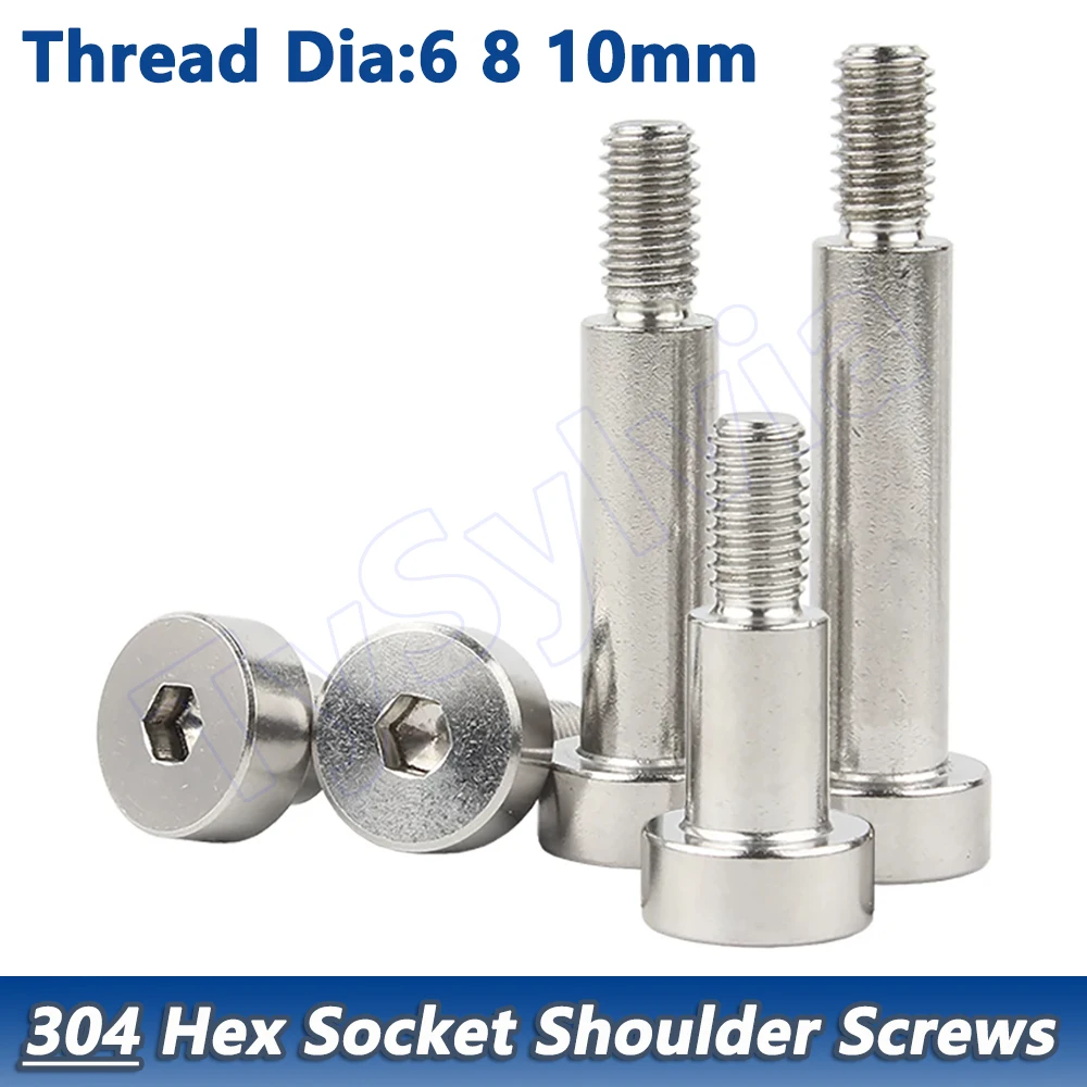 M6,M8,M10 304 Stainless Steel Hex Socket Shoulder Screws Roller Bearing Limit Bolt,Rod Length 3mm - 150mm