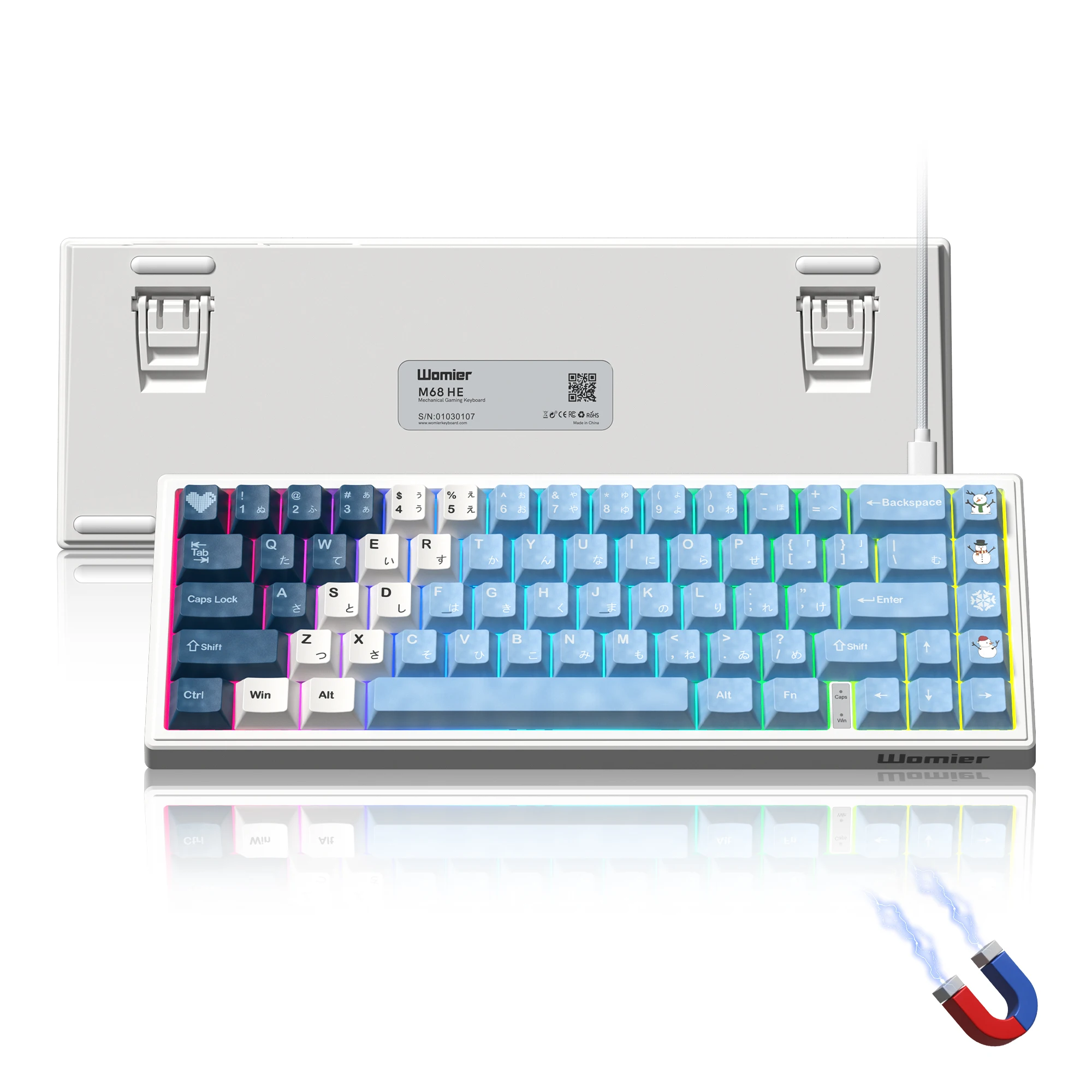 Womier M68 HE V2 Snow Blue Web Drive Rapid Trigger Rgb Mechanical Keyboard Magnetic Switches Wired Keyboards for Mac Win