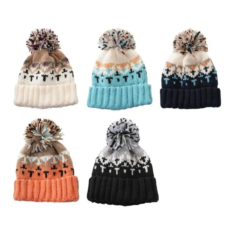 39bd Fashion Pompoms Strickblock Caps Winter warmer für Frauen täglich Kleidung