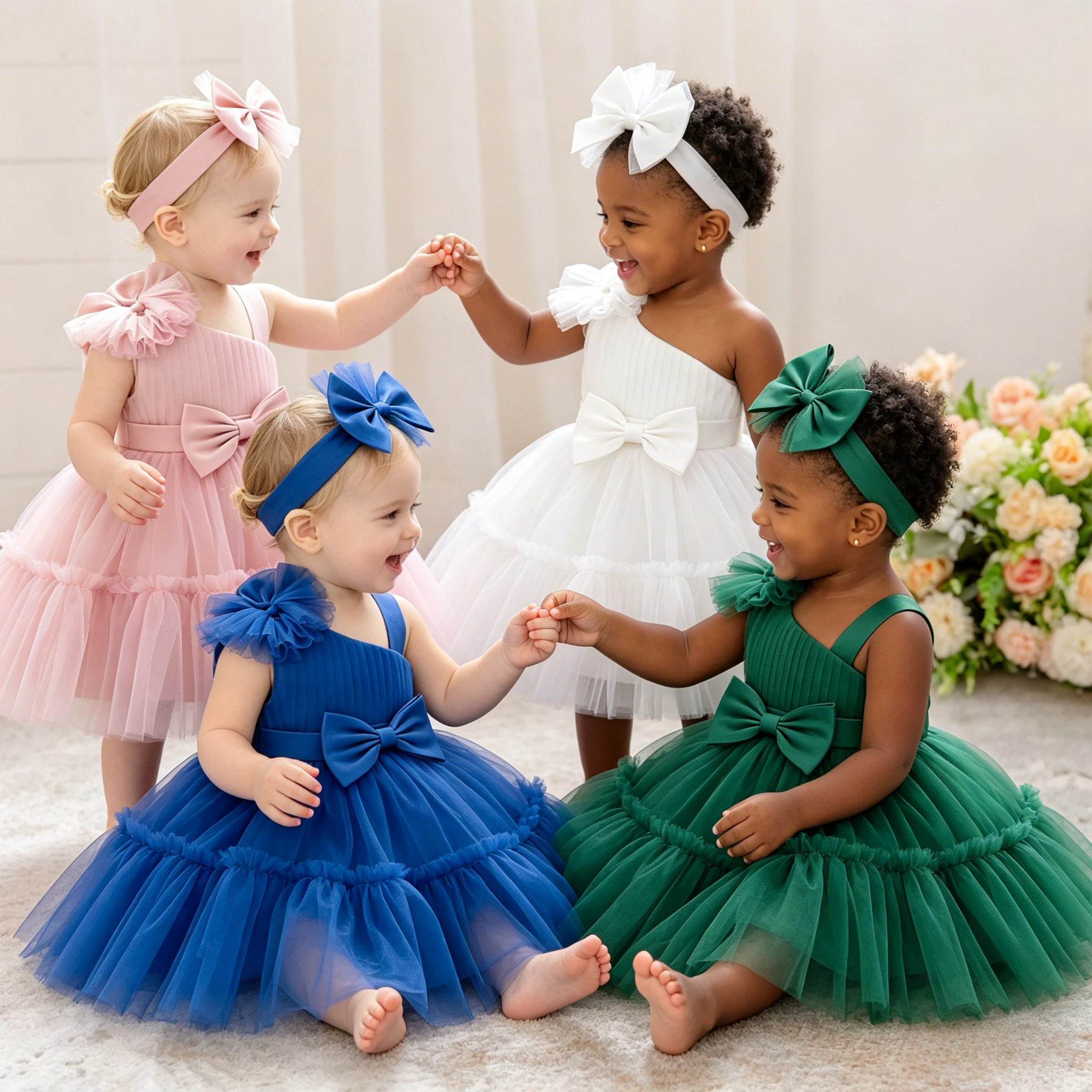 Infant Bow Baptism Princess Baby Party Dress for Girls 2pcs Summer Wedding Evening Dresses 1st Birthday Christening Kids Clothes