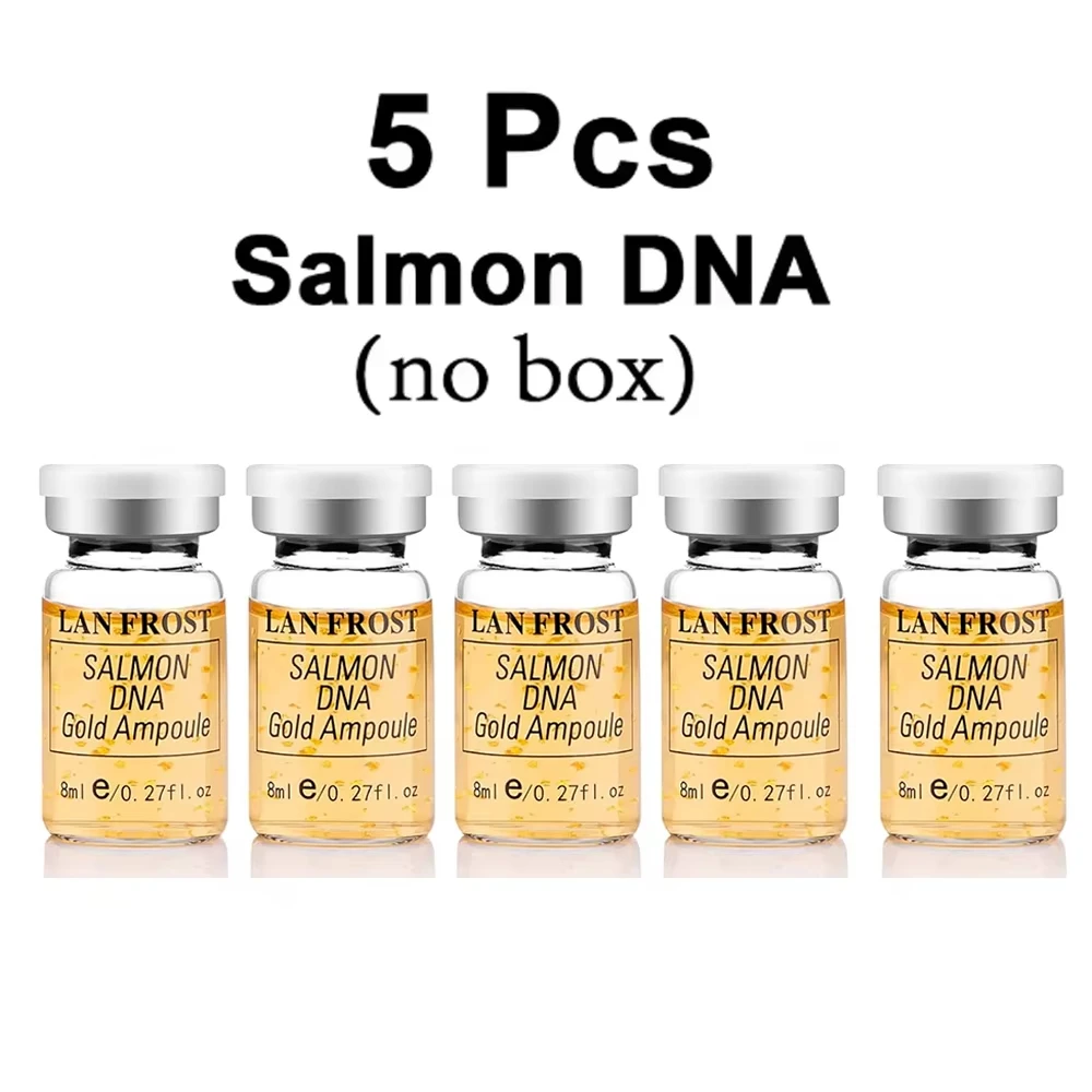 Pro Korean 8ml Salmon DNA Gold Ampoule Skin Booster Serum Kit BB Brightening Moisturizing for Face 0.3mm Microneedle Serum 1 Set
