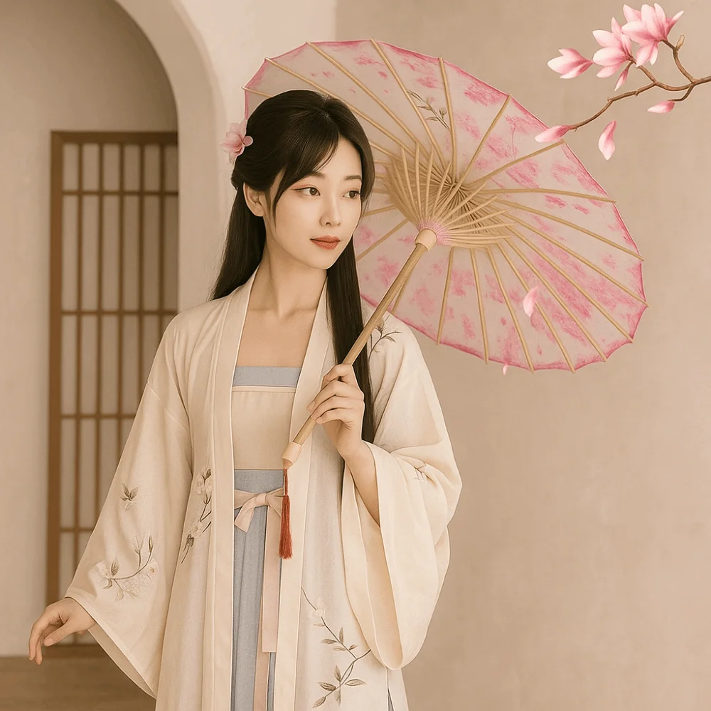 Bamboo Oil Paper Umbrella Chinese Style Handmade Hanfu Umbrella Rainproof Classical Ancient Dance Umbrella Photograph Prop