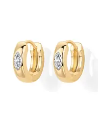 Shevalue Women 14K Gold Plated Hoop Earrings With Sterling Silver Posts Noble Marquise Cubic Zirconia Huggie Hoops Small Earring