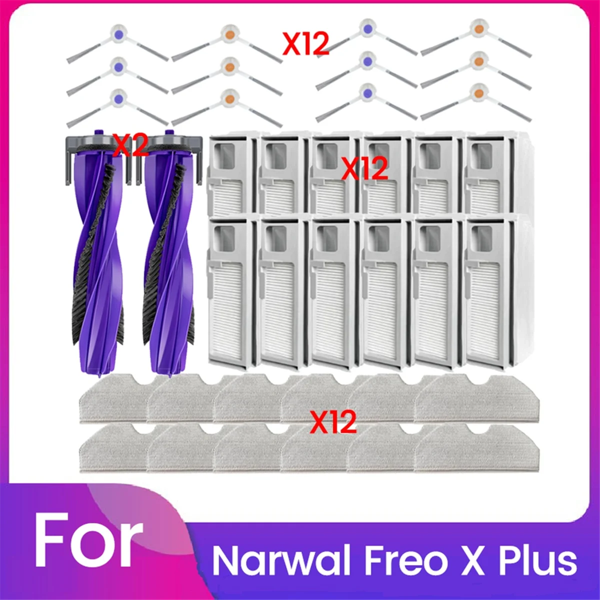 38PCS für Narwal Freo X Plus Roboter Vakuum Teile Wichtigsten Roller Seite Pinsel Filter Staubbeutel Mopp Tuch Zubehör