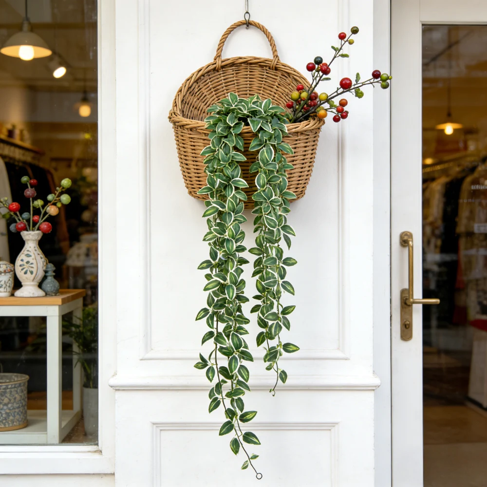 175cm Artificial Plant Vines Fake Hanging Lvy Vine Wall Scindapsus Plants Faux Rattan Silk Pothos Leafs For Home Garden Decor