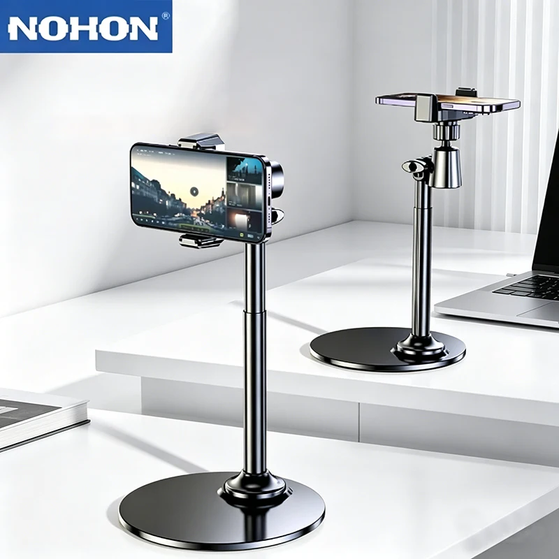 

NOHON 720° Adjustable Desktop Phone Stand Live Streaming Stand Video Recording Overhead Phone Stand for iPhone Samsung Xiaomi