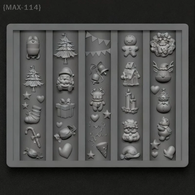 【No】 1 molde navideño 3D para decoración de uñas. |   Plantilla de silicona de Papá Noel y muñeco de nieve para decoración de uñas DIY