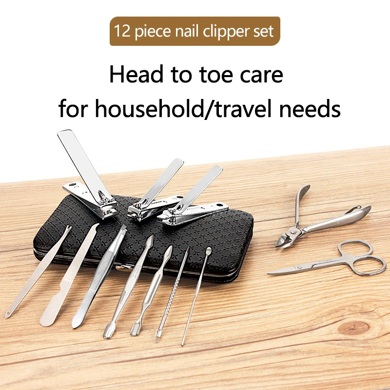旅行や自宅用のネイルケアキット、ケース付きプロ仕様のマニキュア・ペディキュアツールセット、ステンレス製ギフトアイデア