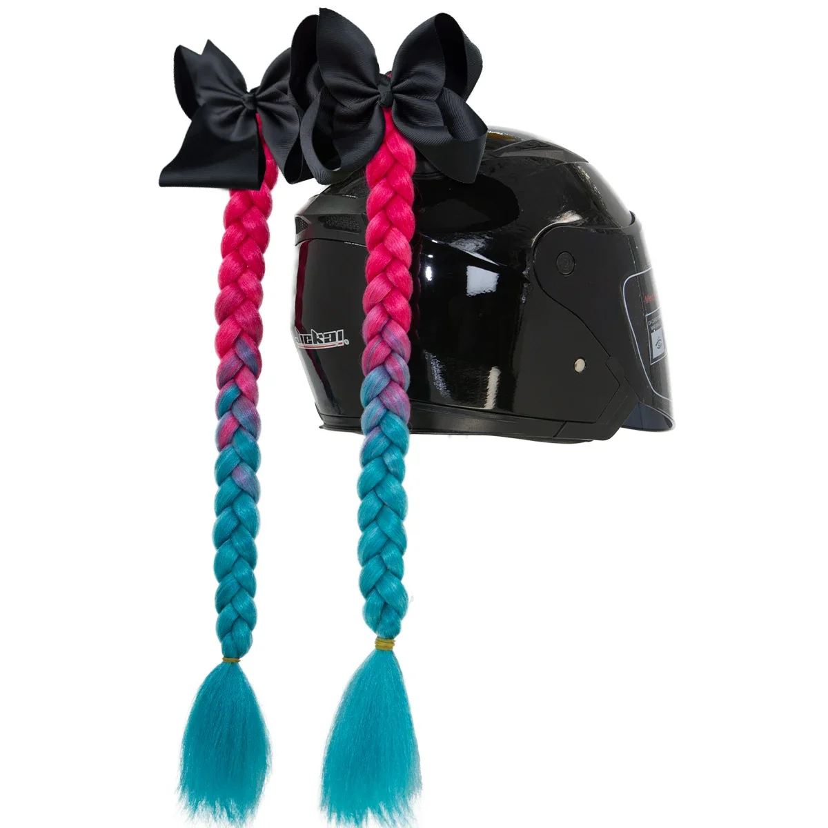 

Motorcycle Helmet Decoration Double Ponytails Dreadlocks Wig Suction Cups Dirty Braid Girly Punk Funny Horn Accessory Casco Moto