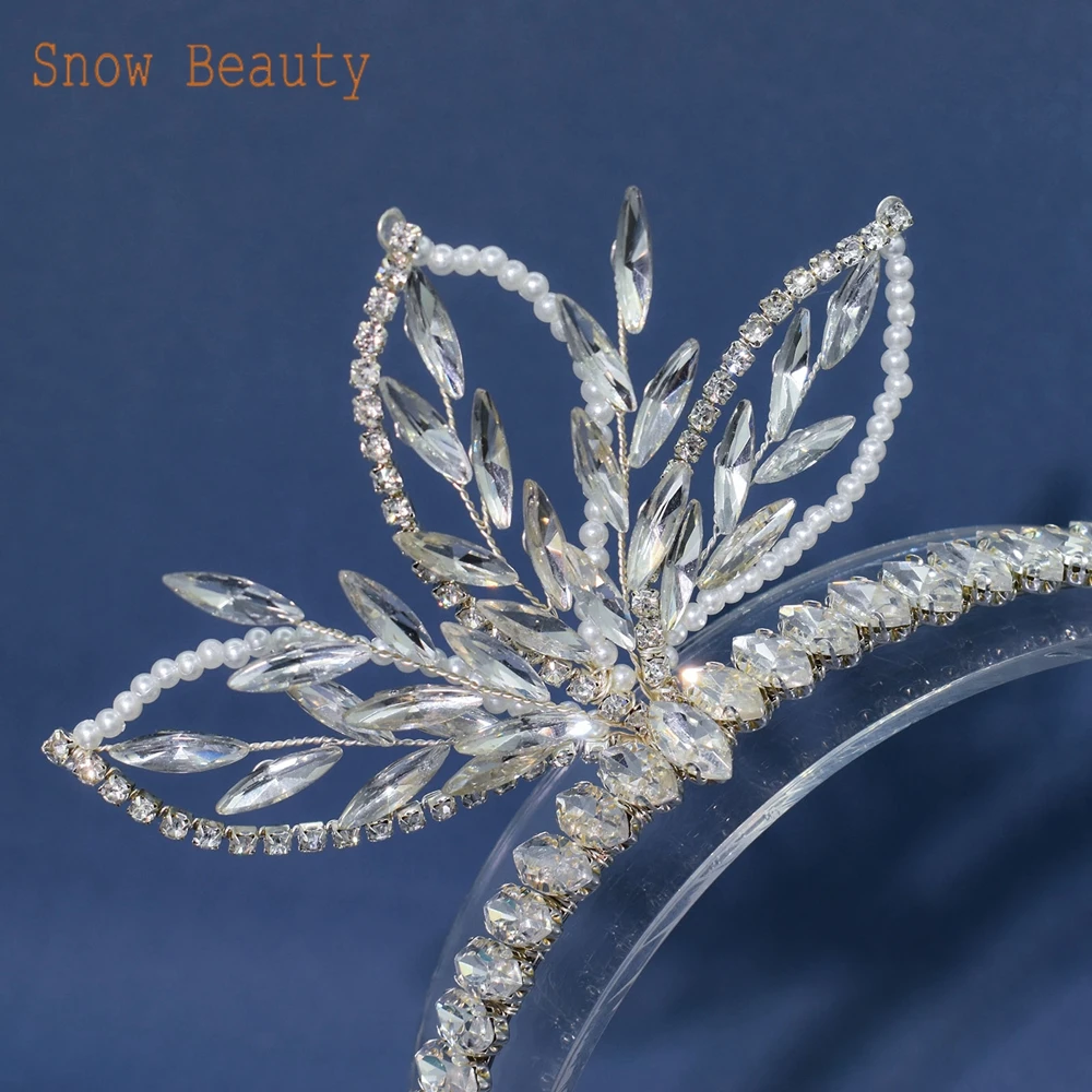 DZ064 Trendy Braut Stirnband Kristall Blume Stirnband Strass Haarband Tiara für Frauen Handgemachte Perle Braut Headwear Geschenk