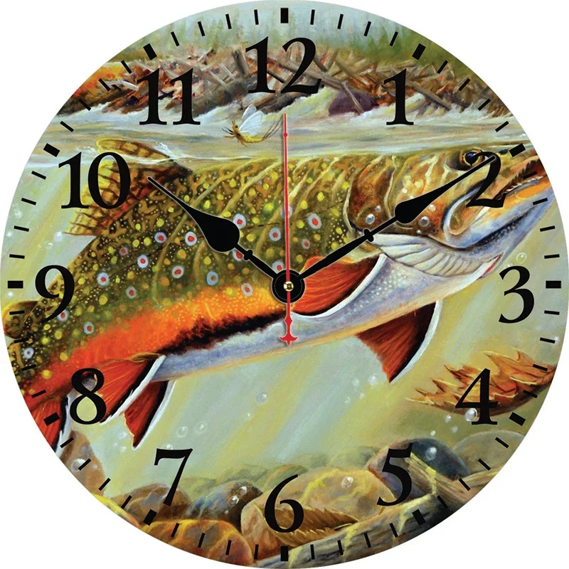 Fish Wall Clock Round Silent Clocks Wall Mounted Carfts Art Decor For Home Bedroom Living Room Office Decoration