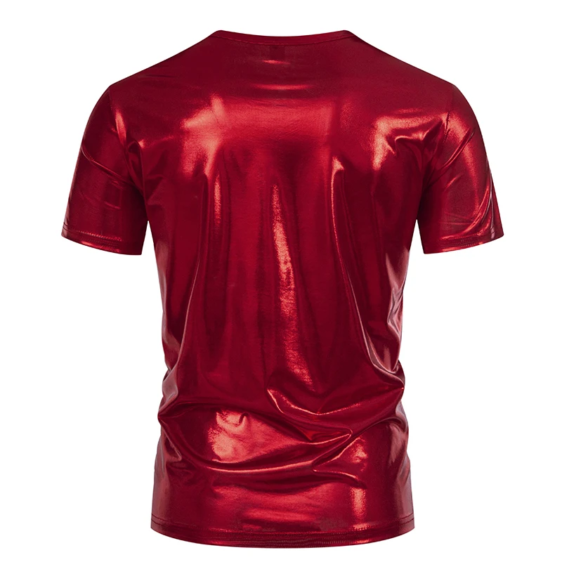 2024 Summer American Bright Short-sleeved T-shirt Mens Party Latin Stage Bright Short-sleeved T-shirt for Men