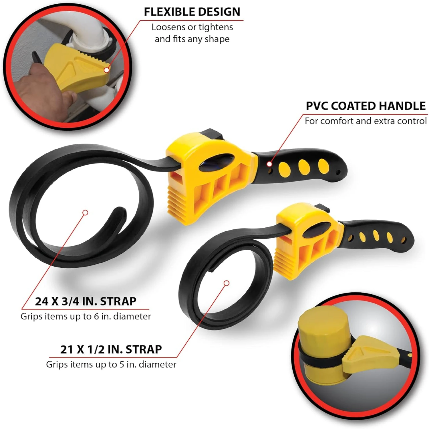 High Quality Durable Adjustable Strap Wrench Set with Convenient Ratcheting Handles for Long-lasting and Reliable Performance -