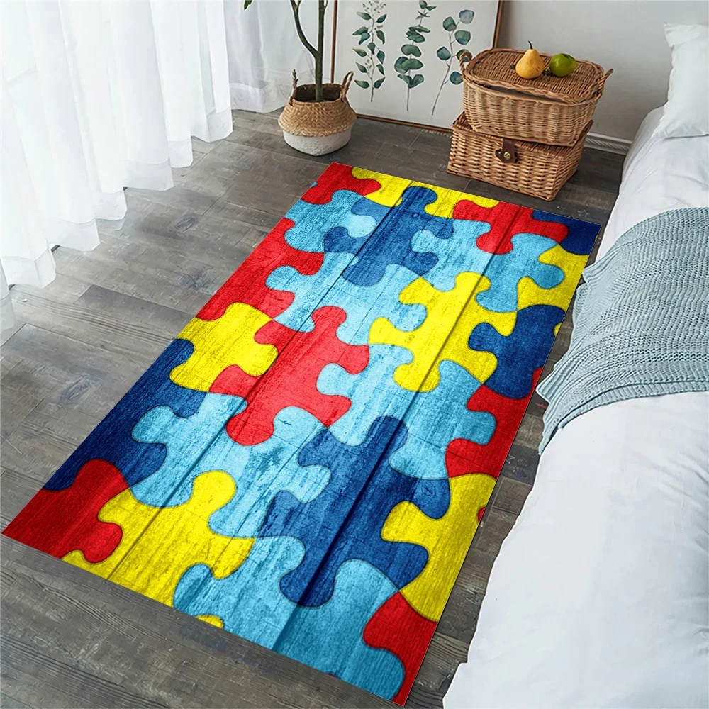 CLOOCL Colorful Carpet Puzzle Pattern 3D Printed Flannel Rug Home Decoration Living Bedroom Non-slip Floor Mat Fashion Area Rug