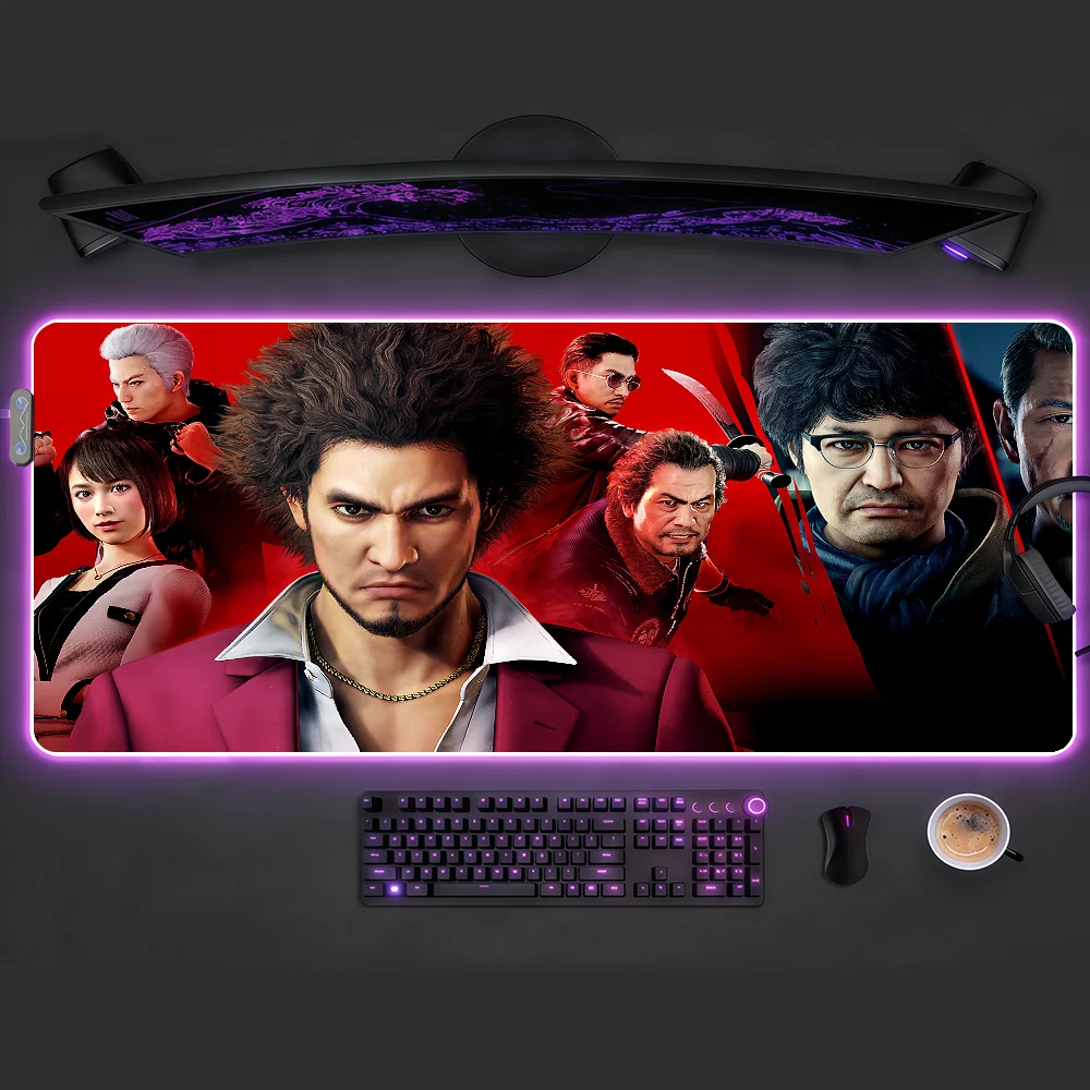 

Y-Yakuza L-Like A D-Dragon MousePad RGB LED Non-slip DeskMat Rubber Gaming Accessories Large XXL Computer Office Keyboard Carpet