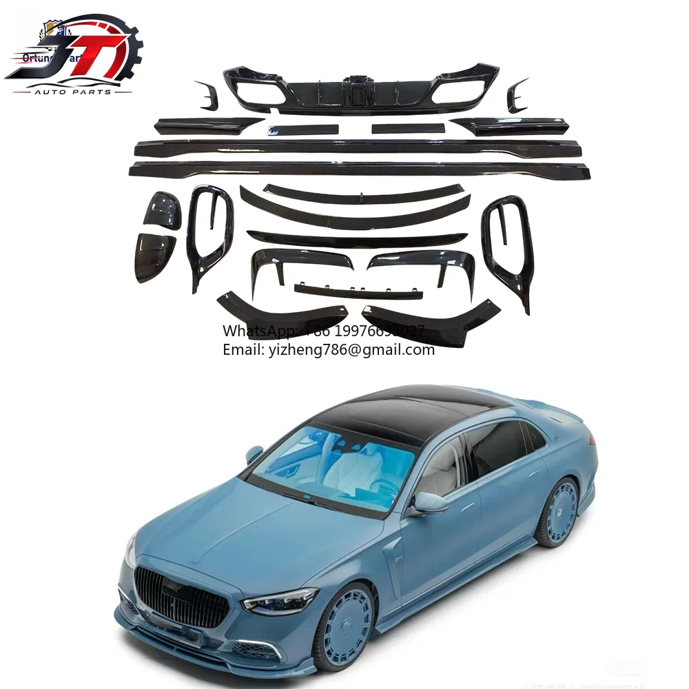 JT MSY Style Carbon Fiber Exhaust Front Bumper Lip Spoiler Kits For Benz S-CLASS W223 S480/S580/S680 Upgrade