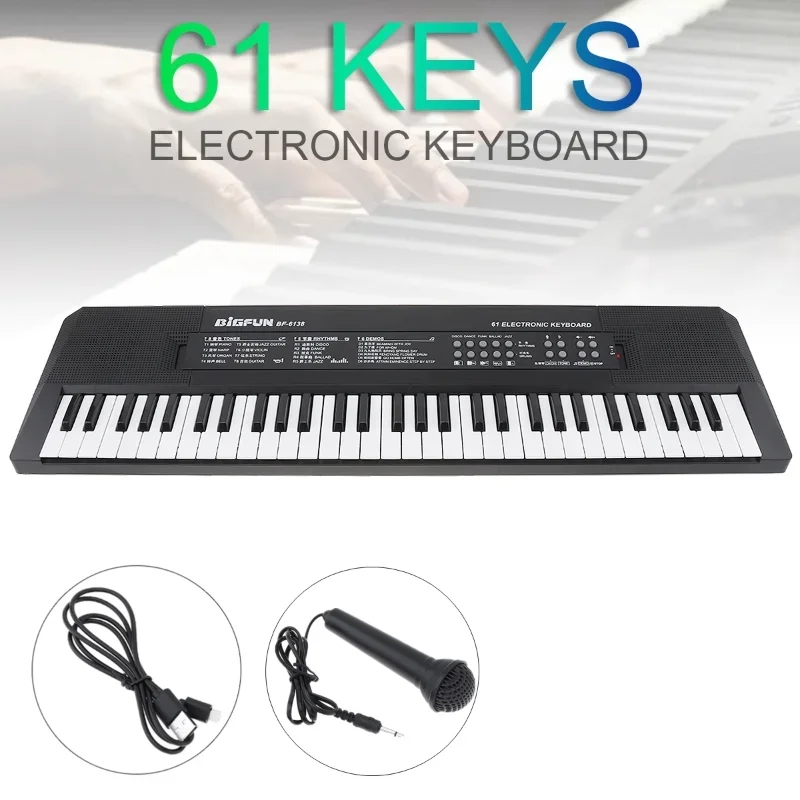 

61 Keys Musical Keyboard Professional Piano Portable Digital Music Key Board Microphone Children Gift Musical Instruments
