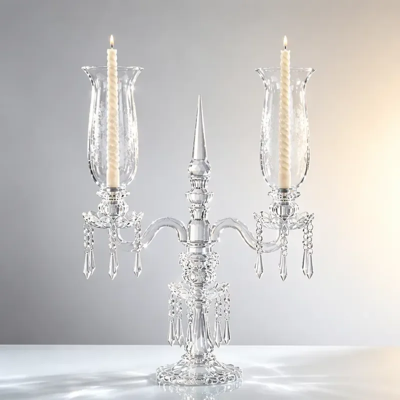 2-Arm K9 crystal candlestick, windproof glass candlestick, romantic dinner, luxury home dining table decoration