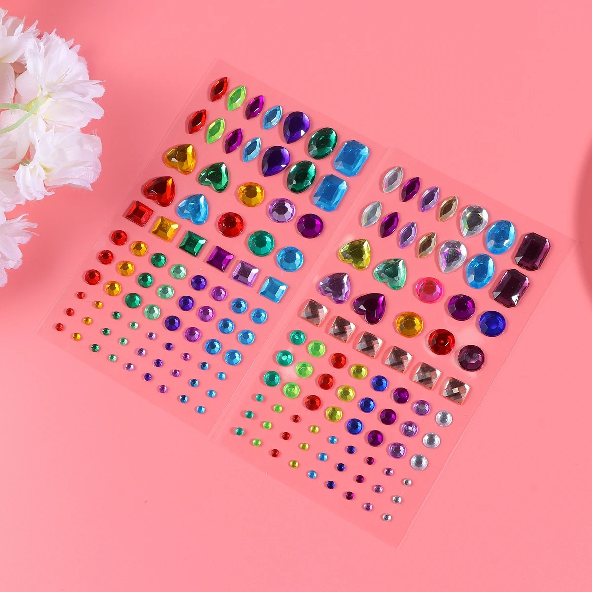 

4pcs 4 Sheets Acrylic Rhinestone Stickers Creative Crystal Gems Bling Decorative Jewel Stickers For Crafts Scrapbooks Frames