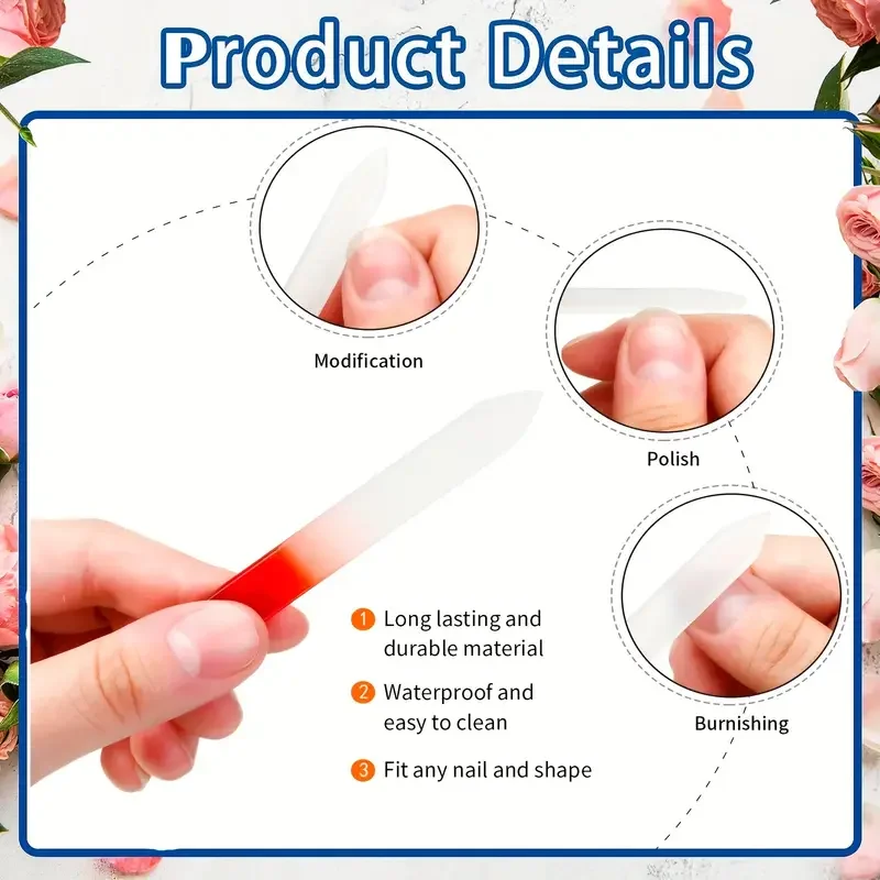 ตะไบเล็บแก้วเช็กแบบมืออาชีพ 6 ชิ้น ล้างทำความสะอาดได้ อุปกรณ์ทำเล็บกันน้ำ สำหรับผู้หญิง ไร้กลิ่น ตะไบเล็บคริสตัล