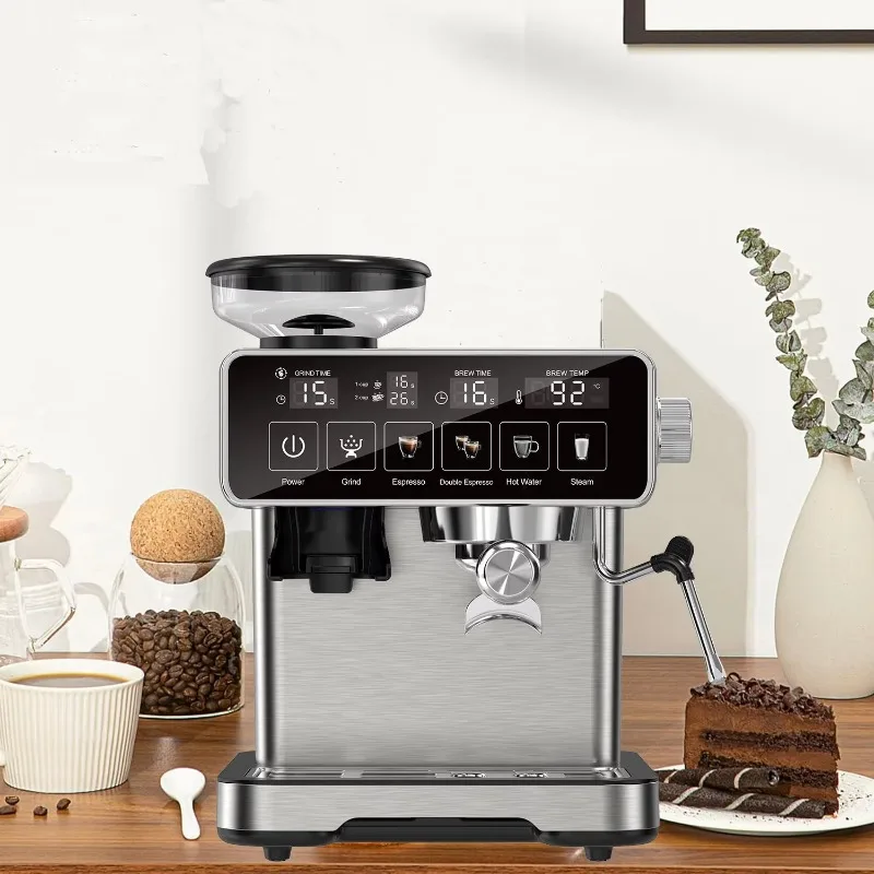 20 Bar Stainless Steel Espresso Coffee Machine Programmable Touch Screen for Espresso/Latte/Cappuccino Electric Household Hotel