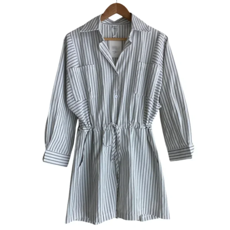 حقيقي 2025 الربيع الصيف جديد خمر مخطط المرأة بذلة أزرار فضفاضة غير رسمية جيوب الدانتيل متابعة السروال القصير للنساء #6