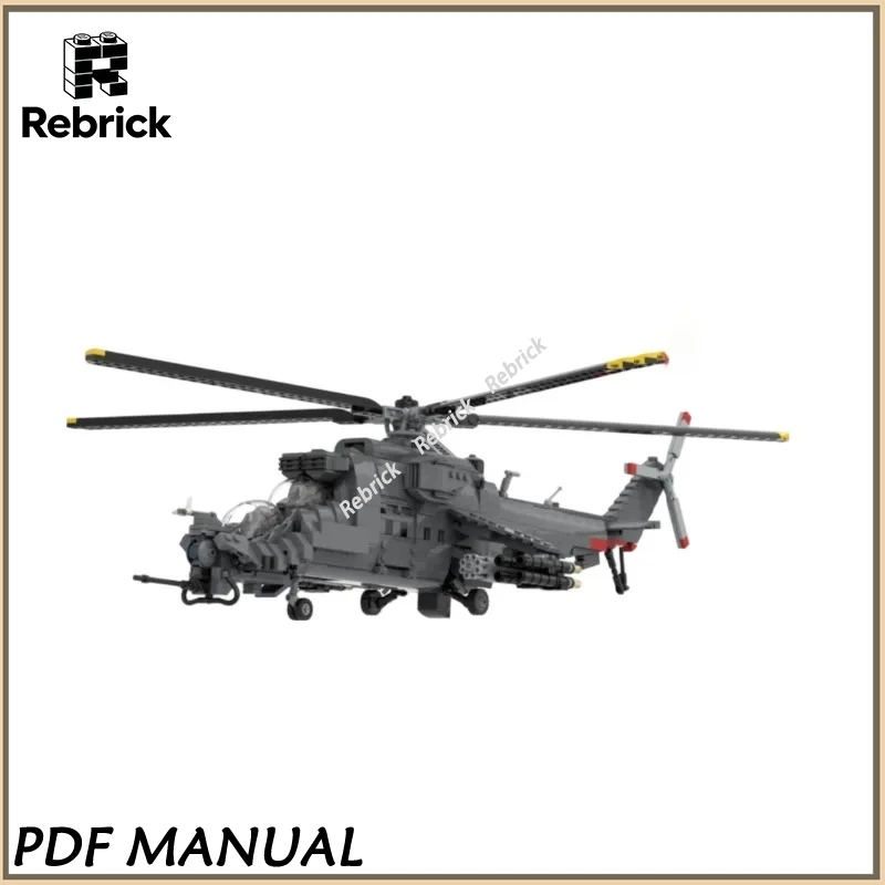 Field Tactical Helicopter MOC Building Blocks Armed Transport Aircraft DIY Assembly Collectible Model 1428PCS