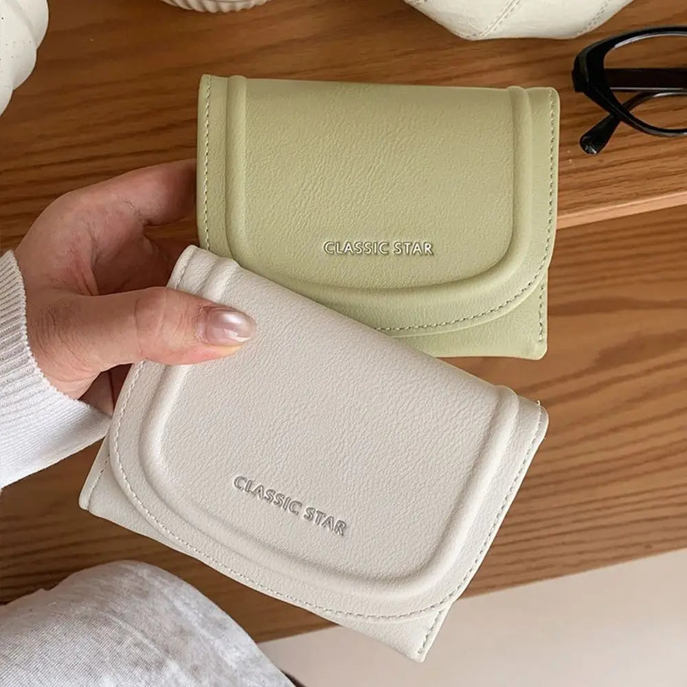 

Card Holder Multi Card Women's Wallet Fold PU Leather Short Wallet Simple Minimalism Student Purse Ladies