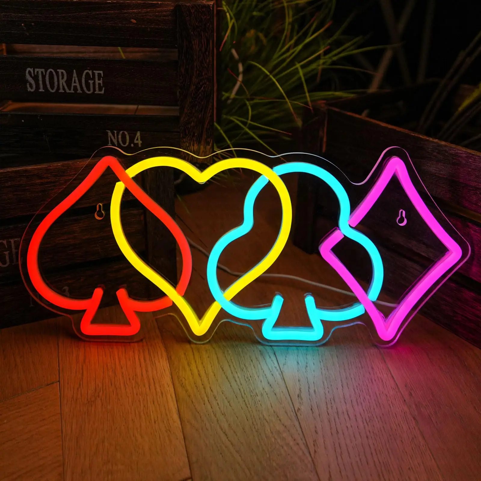 

Playing Cards Neon Sign for Wall Decor LED Poker Neon Signs for Man Cave Game Room Bedroom Bar Cyberpunk Casino Party Decoration