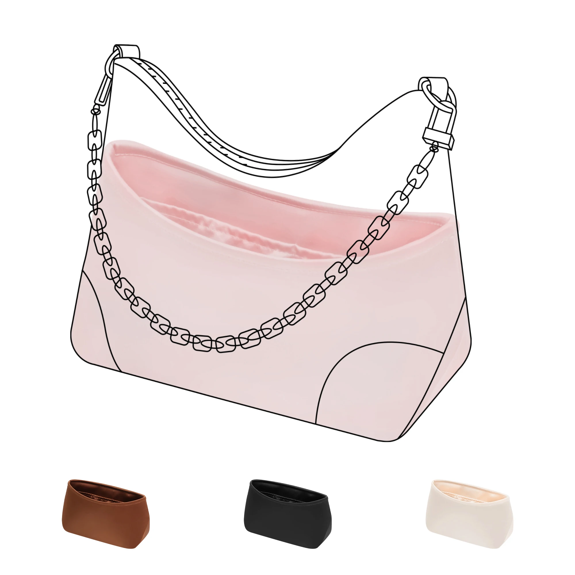 DGAZ Silk Purse Organizer Insert Fits Boulogne Nano/PM，Silky Smooth Bag Organizer，Luxury Handbag & Tote Shaper