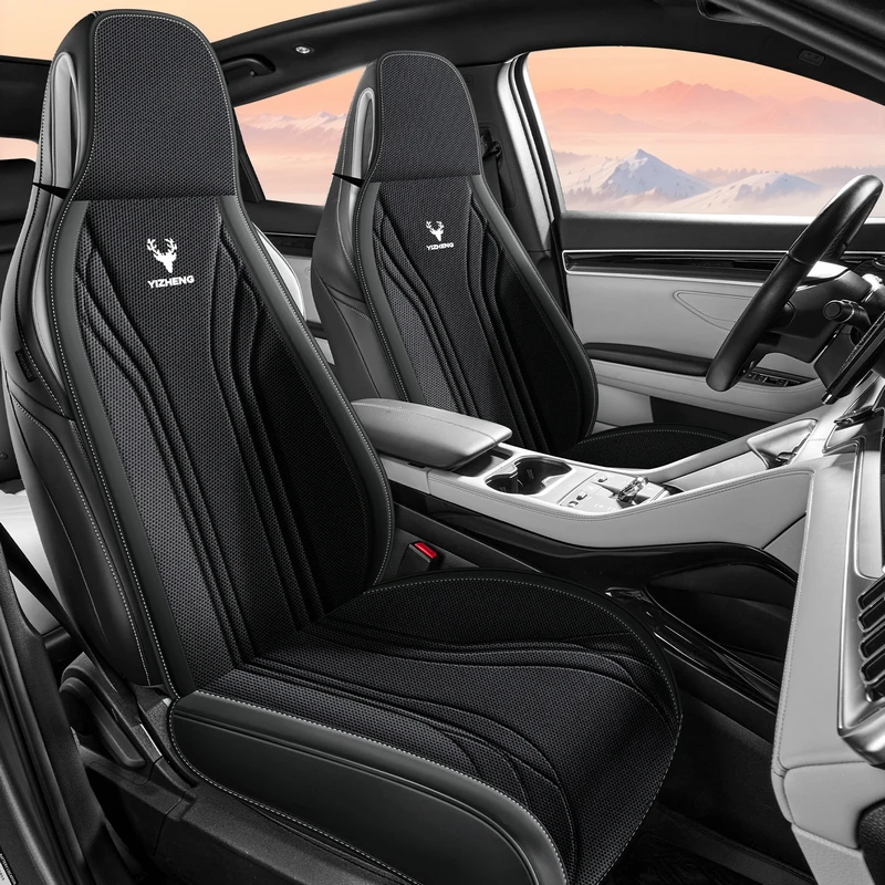 Front Row Double Seat, Luxurious Linen One-Piece Car Seat Cushion, Universal, Comfortable and Breathable Linen Fabric, Suitable for All Seasons, Fits the Seat Well, Three-Dimensional Support, Enhances Driving Experience, Available in Five Colors, Car Seat Cushion, Car Seat Cover, Suitable for Sedans, Suvs, Trucks and Other Various Vehicle Types
