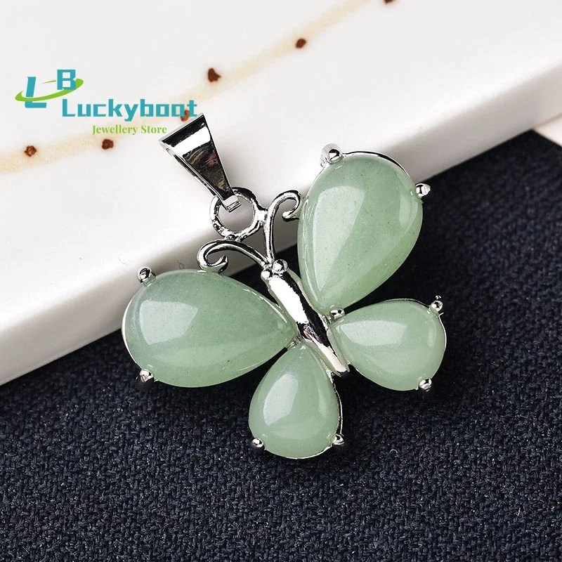 

Natural Crystal Pendant Amethyst Rose Quartz Mineral Jewelry butterfly shape drop shape Ornaments For Women Reiki Jewelry Gift