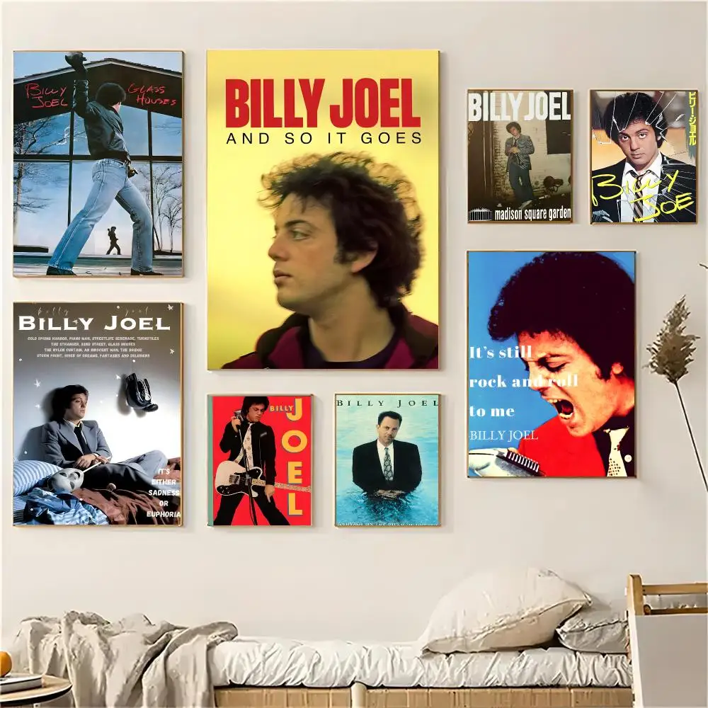 Billy Joel Singer Poster Self-adhesive Living Room Bedroom Party Bar Decor Moisture-proof Fade-resistant HD