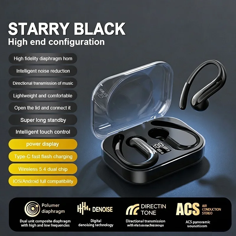 Neue K60 Bluetooth-Kopfhörer, Over-Ear, Open-Ear, kabellos, hochwertiger Klang, lange Akkulaufzeit, digitales Display, drei Farben
