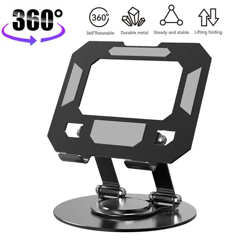 Tablet Stand a 360-degree swivel base Adjustable Carbon Steel Tablet Holder Folding Monitor Stand Portable Computer Holder