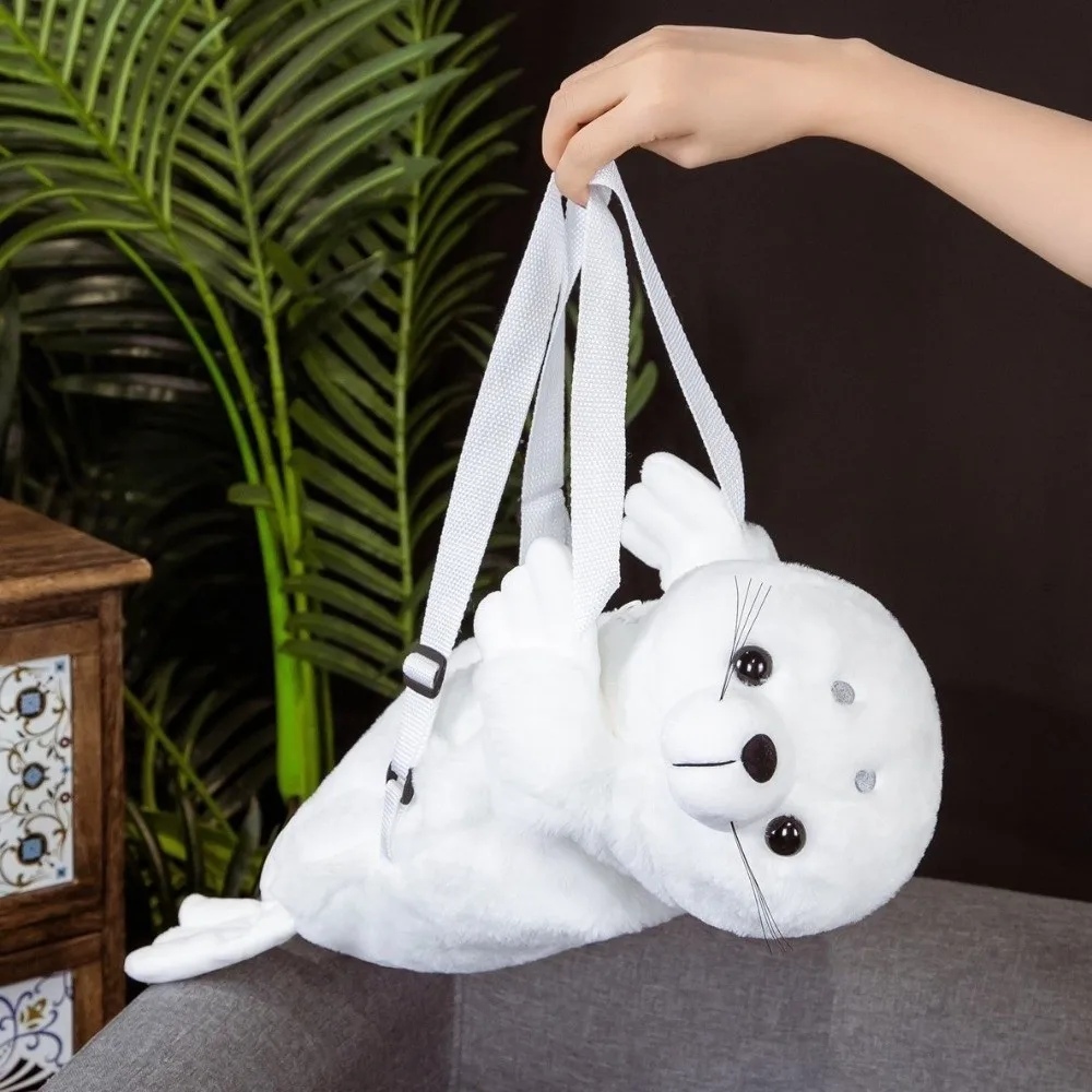 

High Quality Lying Seal Doll Backpack Cute Cartoon Stuffed School Bag Shoulder Bag Gift