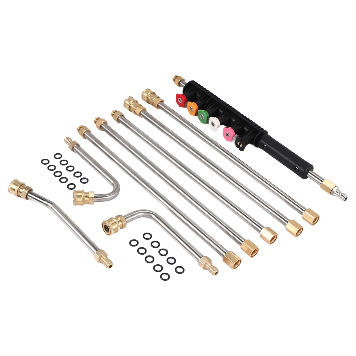 ABKO-Pressure Washer Extension Wand Set - Upgrade Power Washer Lance with Spray Nozzle Tips,Curved Rod, 1/4 Inch Quick Connect,