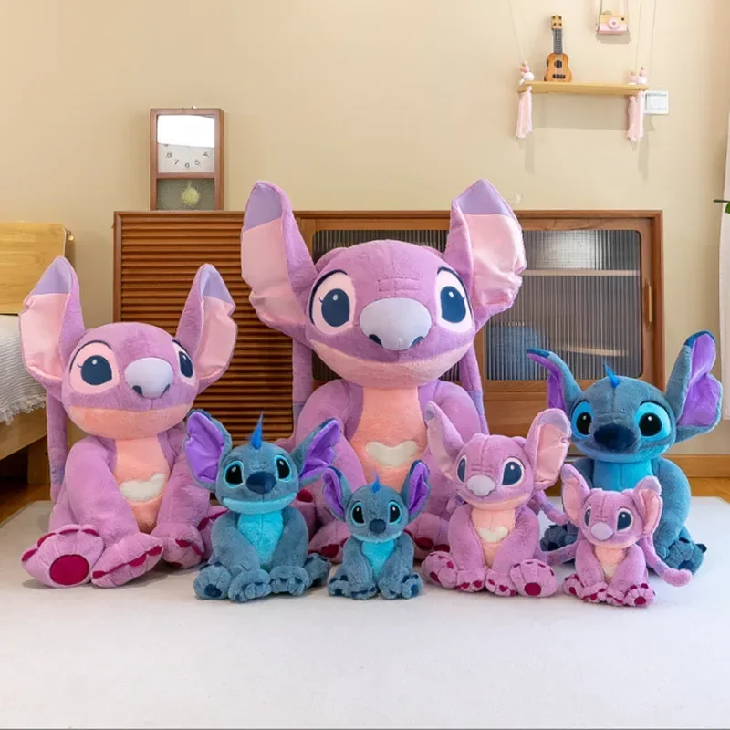 Boneka Disney Lilo & Stitch ukuran besar 80cm boneka lembut boneka Stitch lucu dekorasi ruangan Kawaii boneka bantal hadiah Natal anak-anak perempuan