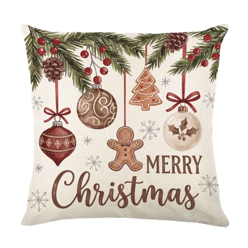 2026 Merry Christmas Cushion Cover Lovely Santa Claus Penguin Deer Print for Sofa Bed Chair Christmas Home Decor Christmas Gift