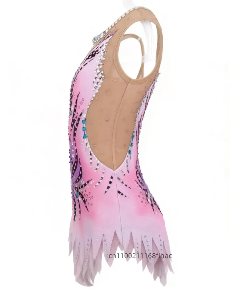 Customized Ballet, Artistic Gymnastics Performance Costumes, Children's Figure Skating Sparkling Diamond Powder Art Exam Costume