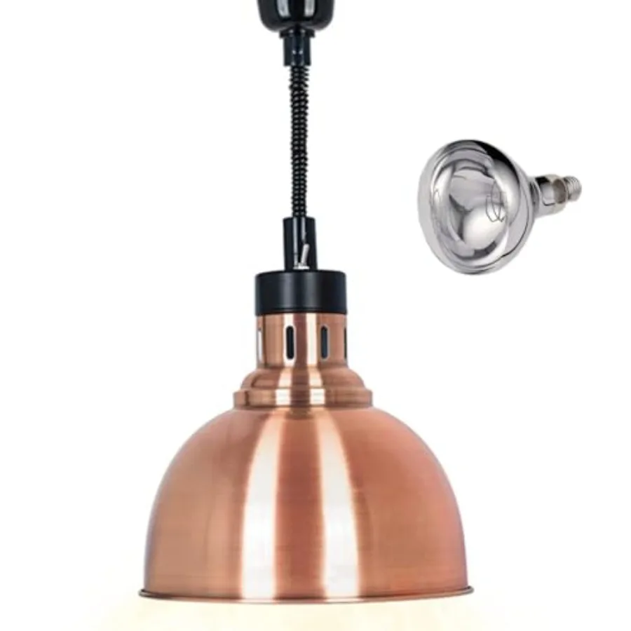 

Commercial Food Warmer Lamp with 250W Bulb Retractable Hanging Food Heat Heating Lamp for Restaurant Service Warming Pizza Warm